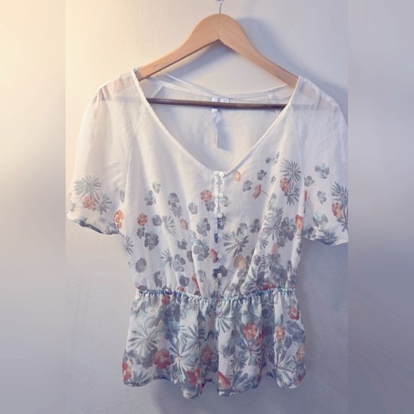 Lauren Conrad Sheer Floral Blouse - Picture 1 of 6